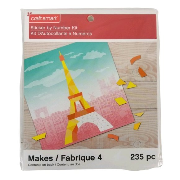 Craft Smart Sticker By Numbers 235 Pc Kit 4 Pk Eiffel Tower Big Ben Golden Gate - Picture 1 of 12